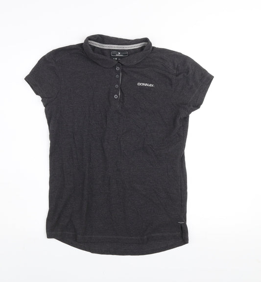 Donnay Women's Black Polo Shirt UK 14 Cotton Blend Casual Top