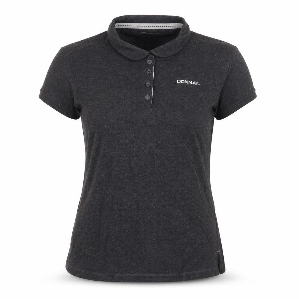 Donnay Women's Black Polo Shirt UK 14 Cotton Blend Casual Top
