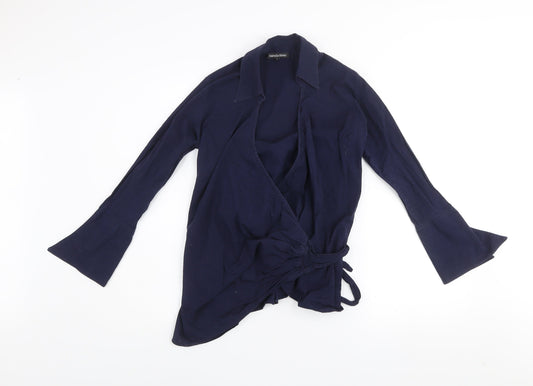 Isabella Oliver Women's Blue Wrap Maternity Blouse Size 2 Long Sleeve