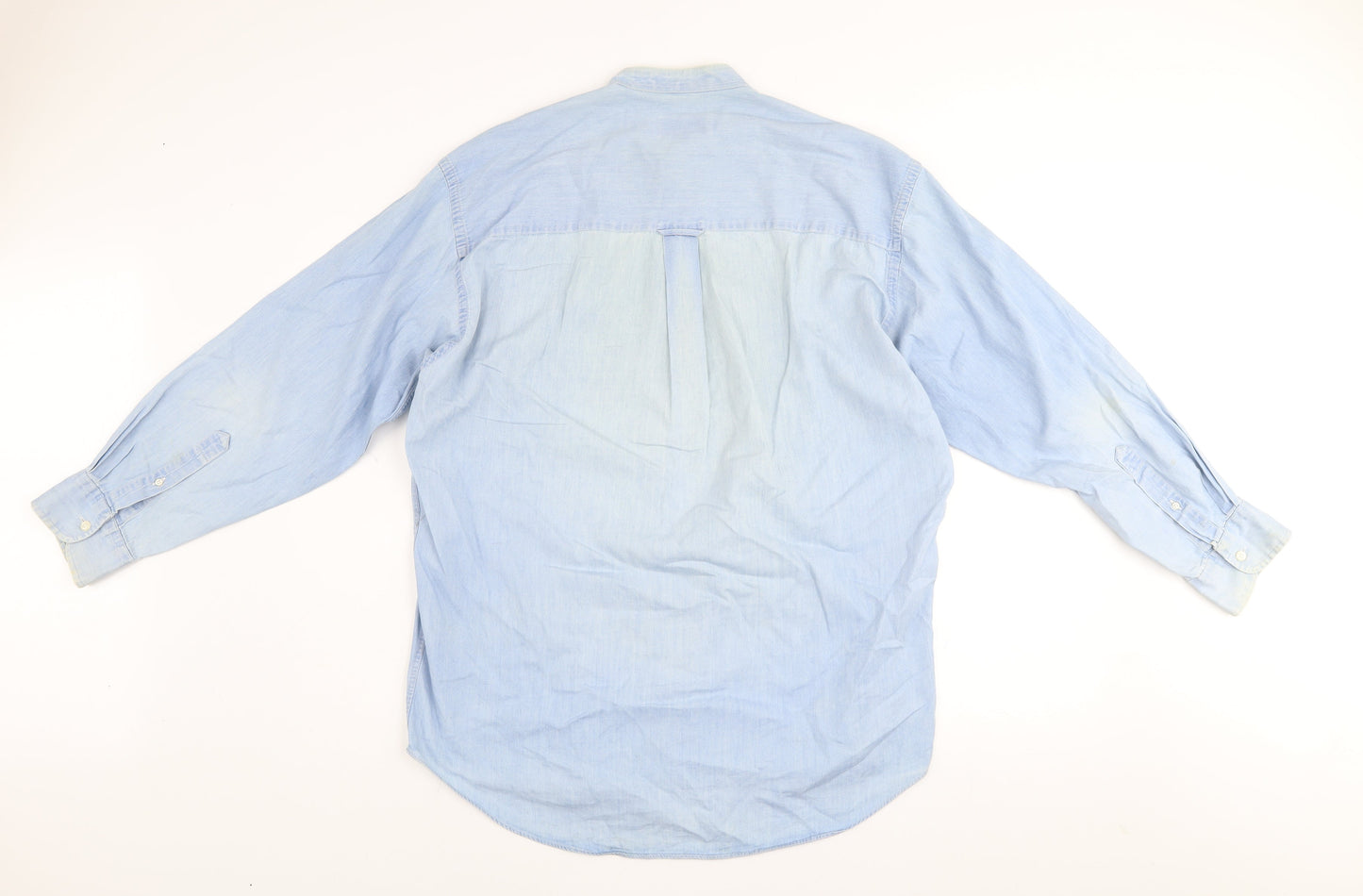 Chaps Ralph Lauren Men's Light Blue Cotton Band Collar Shirt Size 16