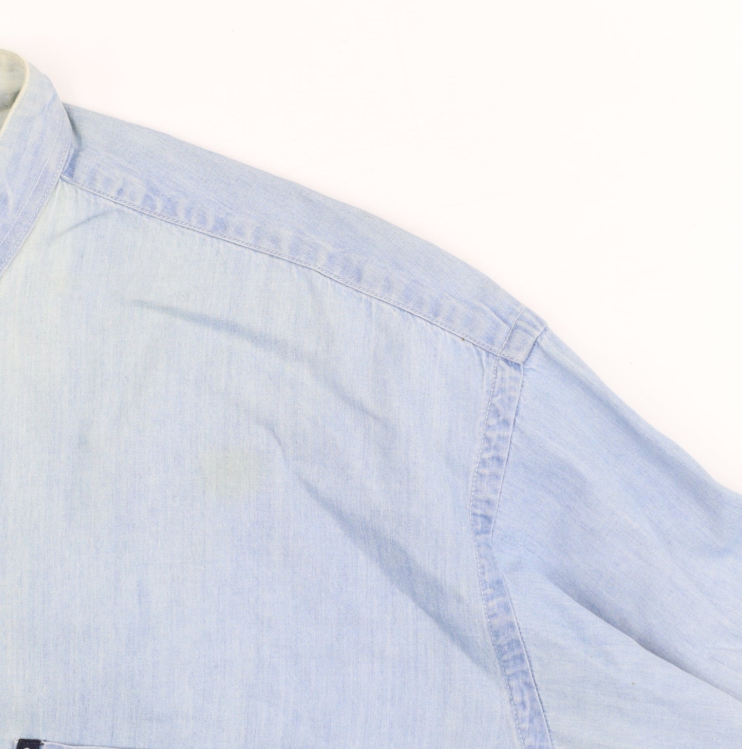 Chaps Ralph Lauren Men's Light Blue Cotton Band Collar Shirt Size 16