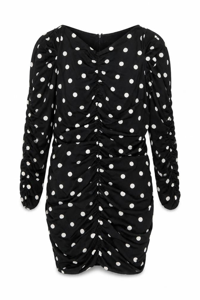 H&M Women’s Black Polka Dot Ruched Bodycon Short Dress XL