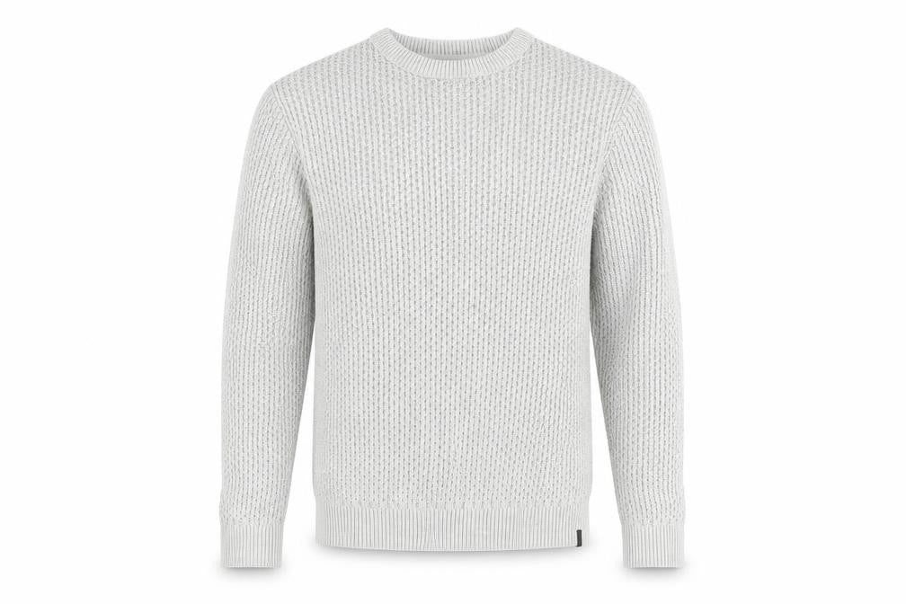 Jack & Jones Men's Grey Waffle-Knit Crew Neck Jumper Size S