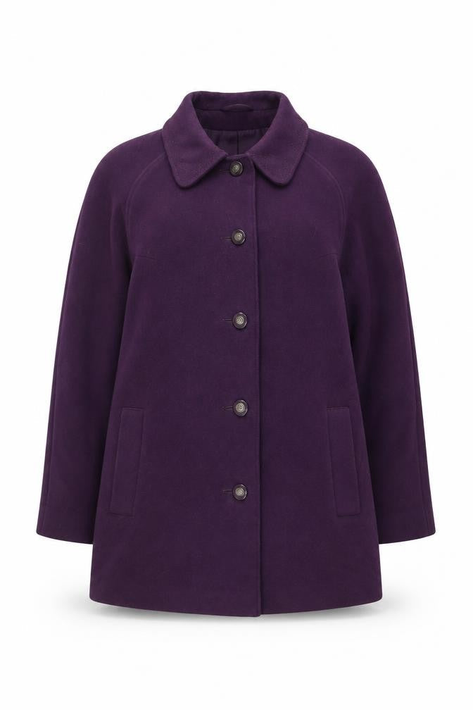 Eastex Women Purple Wool Mid-Length Coat UK 16 Classic