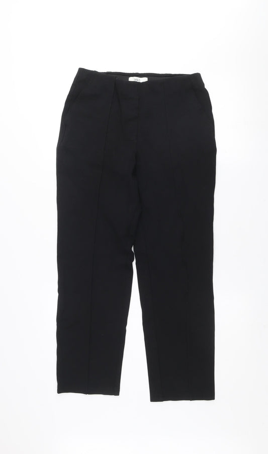 Marks and Spencer Women's Black Size 10 Regular Straight Leg Stretch Trousers