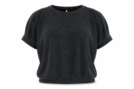 Latin Quarters Women's Black Glitter Tunic Blouse XL Jersey Party Top