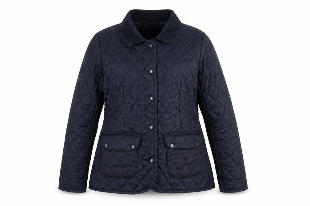Miss 21 Women's Navy Quilted Jacket Size 10 Classic Mid-Length Coat