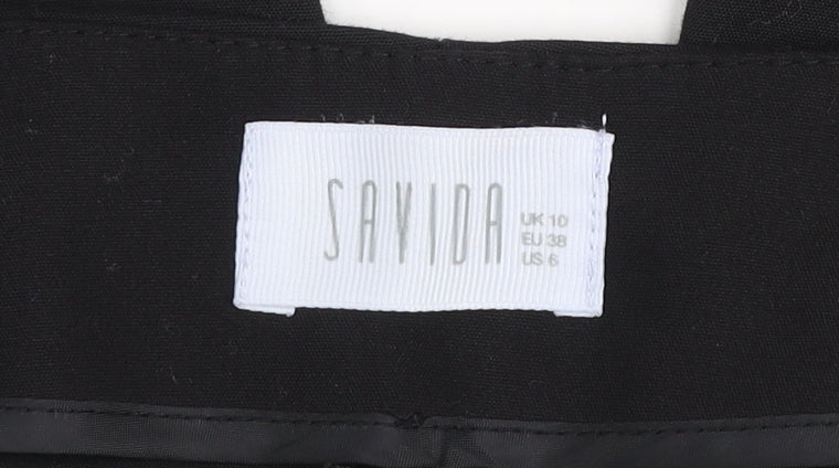 Savida Women’s Black Slim Fit Zip Detail Trousers UK 10