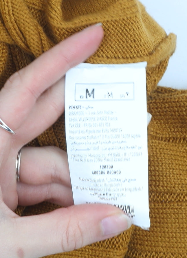 Pimkie Women Brown Ribbed Knit Crew Neck Relaxed Fit Jumper Size 12