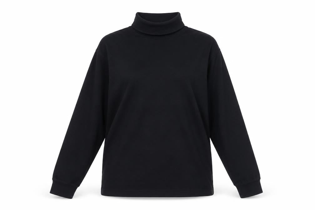 Lands' End Women's Black Cotton Roll Neck Jumper Size L 14-16