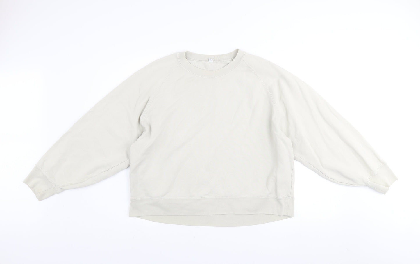 Uniqlo Women Beige XL Pullover Sweatshirt 100% Cotton Crew Neck