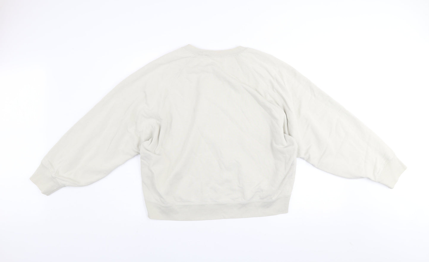 Uniqlo Women Beige XL Pullover Sweatshirt 100% Cotton Crew Neck