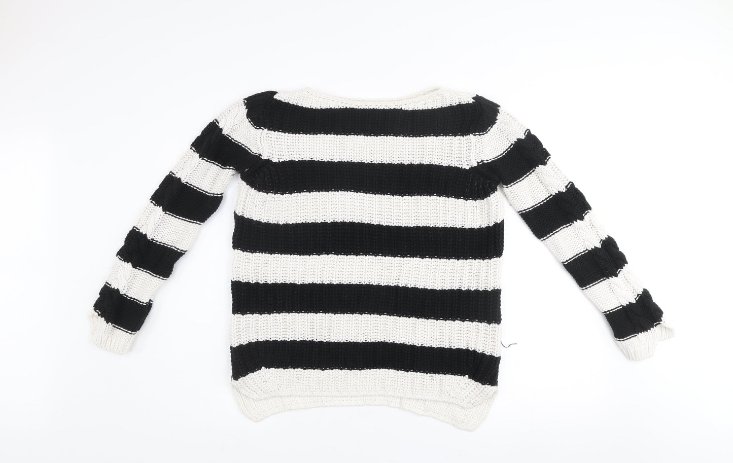 Zara Women’s Black & White Striped Knit Jumper Size M