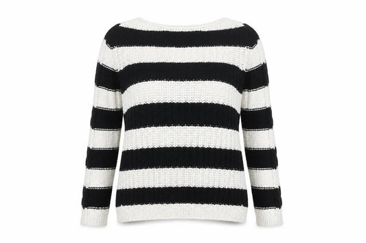 Zara Women’s Black & White Striped Knit Jumper Size M