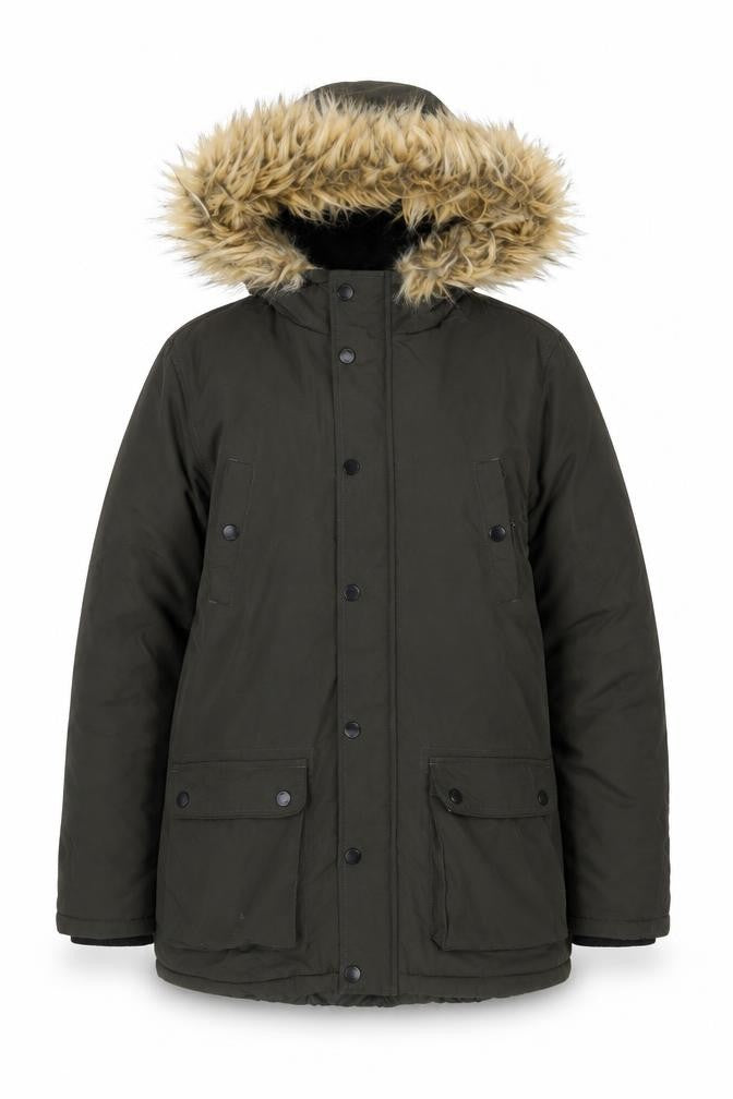 Fluid Womens Green XS Faux Fur Hooded Parka Jacket