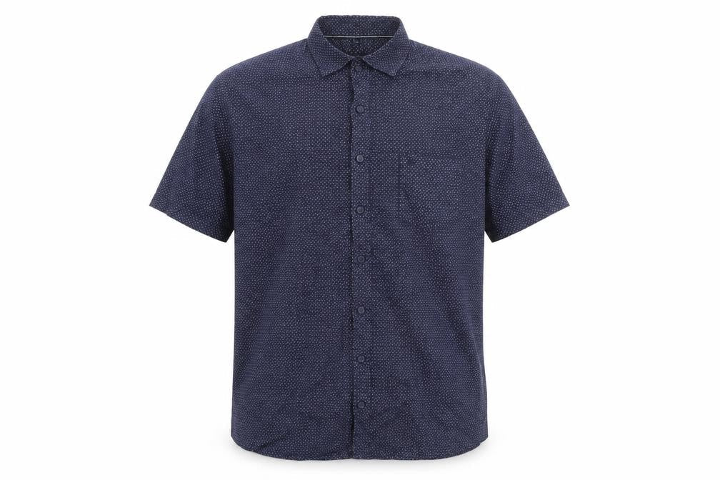 Casa Moda Men’s Blue Geometric Short Sleeve Cotton Shirt L