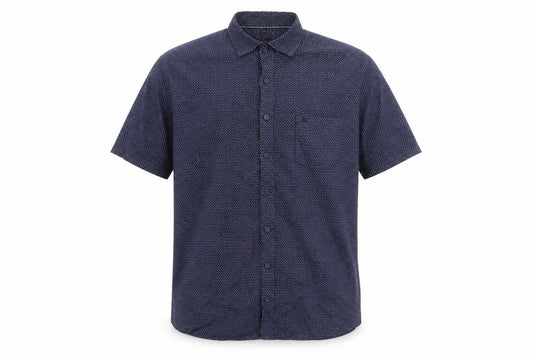 Casa Moda Men’s Blue Geometric Short Sleeve Cotton Shirt L