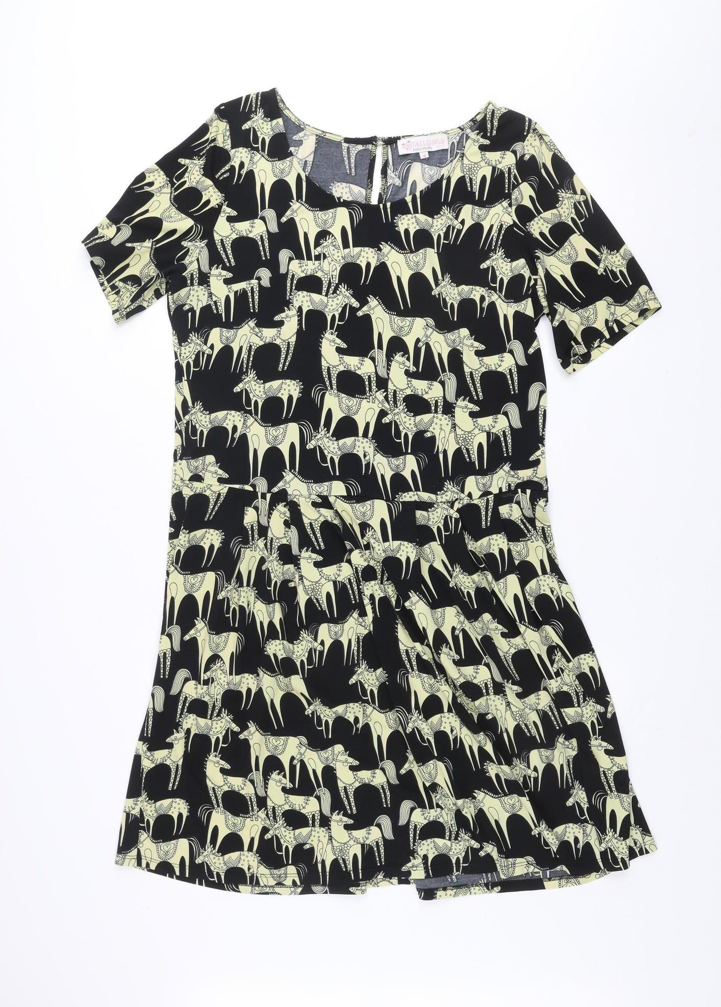 Tallgirls Womens Black Abstract Print Ruched Bodycon Dress M Tall