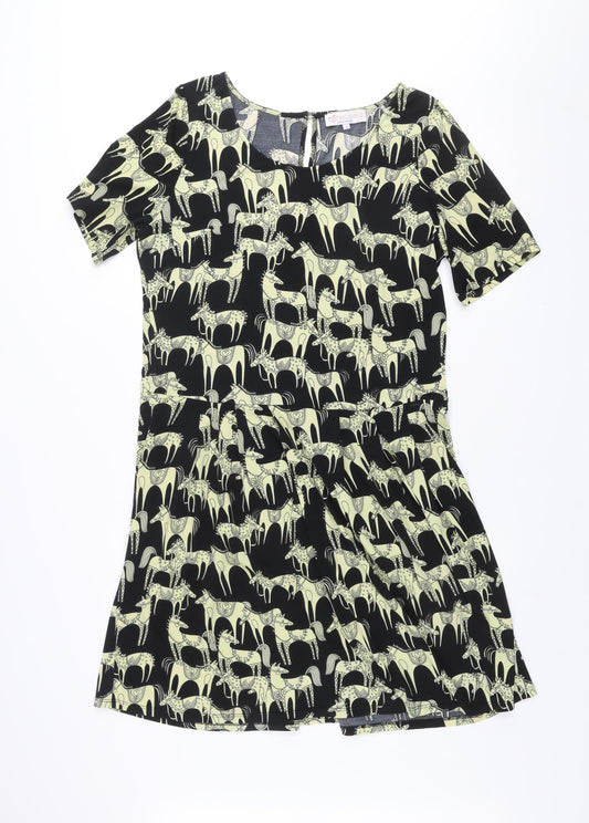 Tallgirls Womens Black Abstract Print Ruched Bodycon Dress M Tall