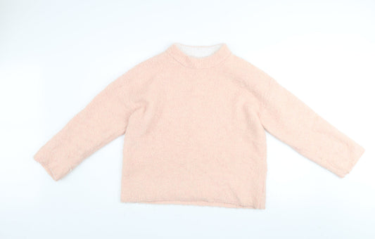 River Island Women Pink Mock Neck Relaxed Fit Long Sleeve Jumper Size S