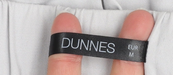 Dunnes Women Grey Cropped Cotton Trousers Size 12 Elastic Waist