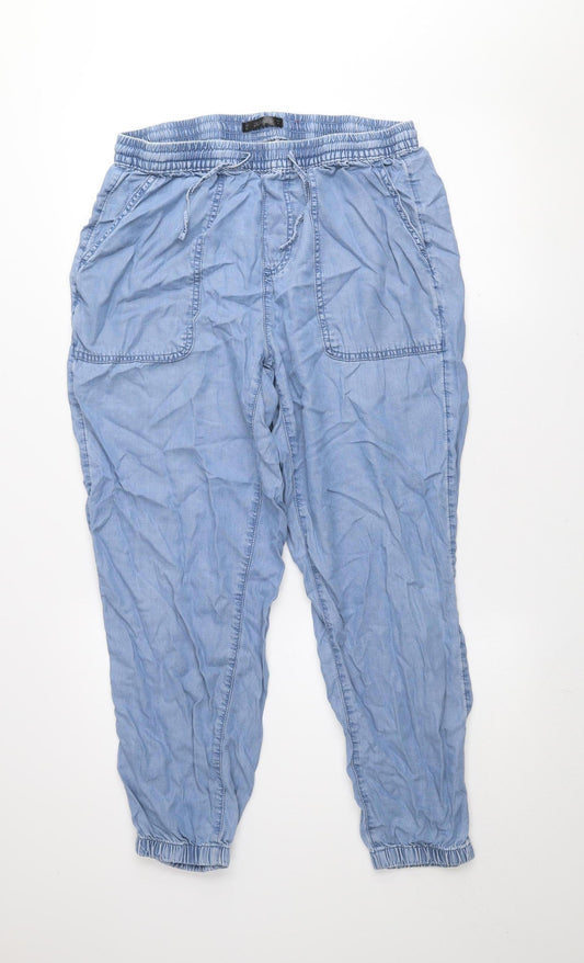 Dunnes Women Blue Cropped Relaxed Tencel Denim Jeans M