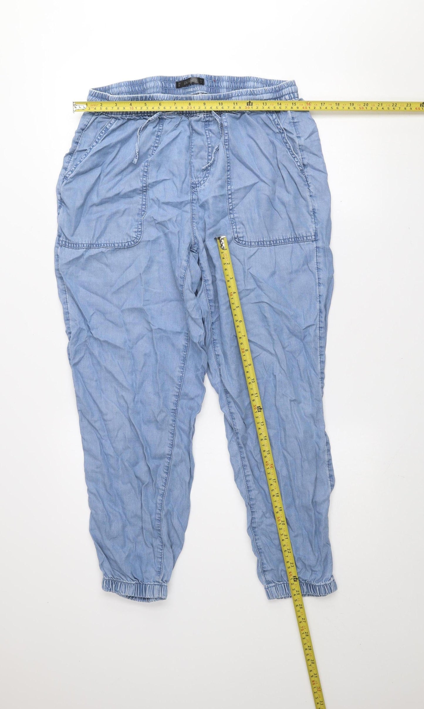 Dunnes Women Blue Cropped Relaxed Tencel Denim Jeans M