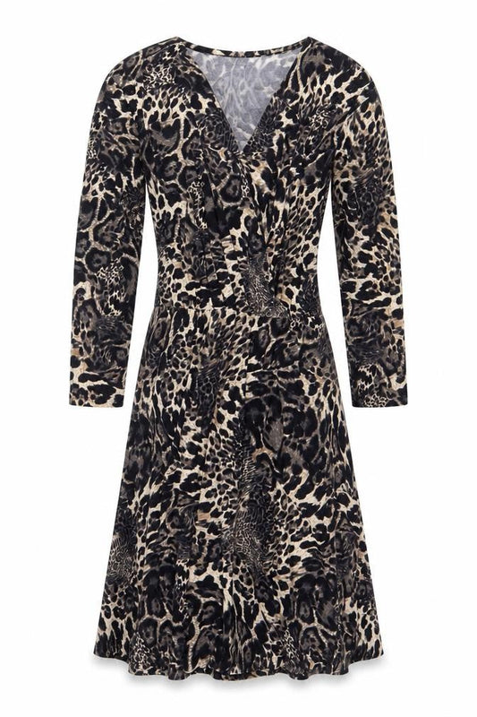 J'aime La Vie Women’s Beige Leopard Print Wrap Dress Size 12