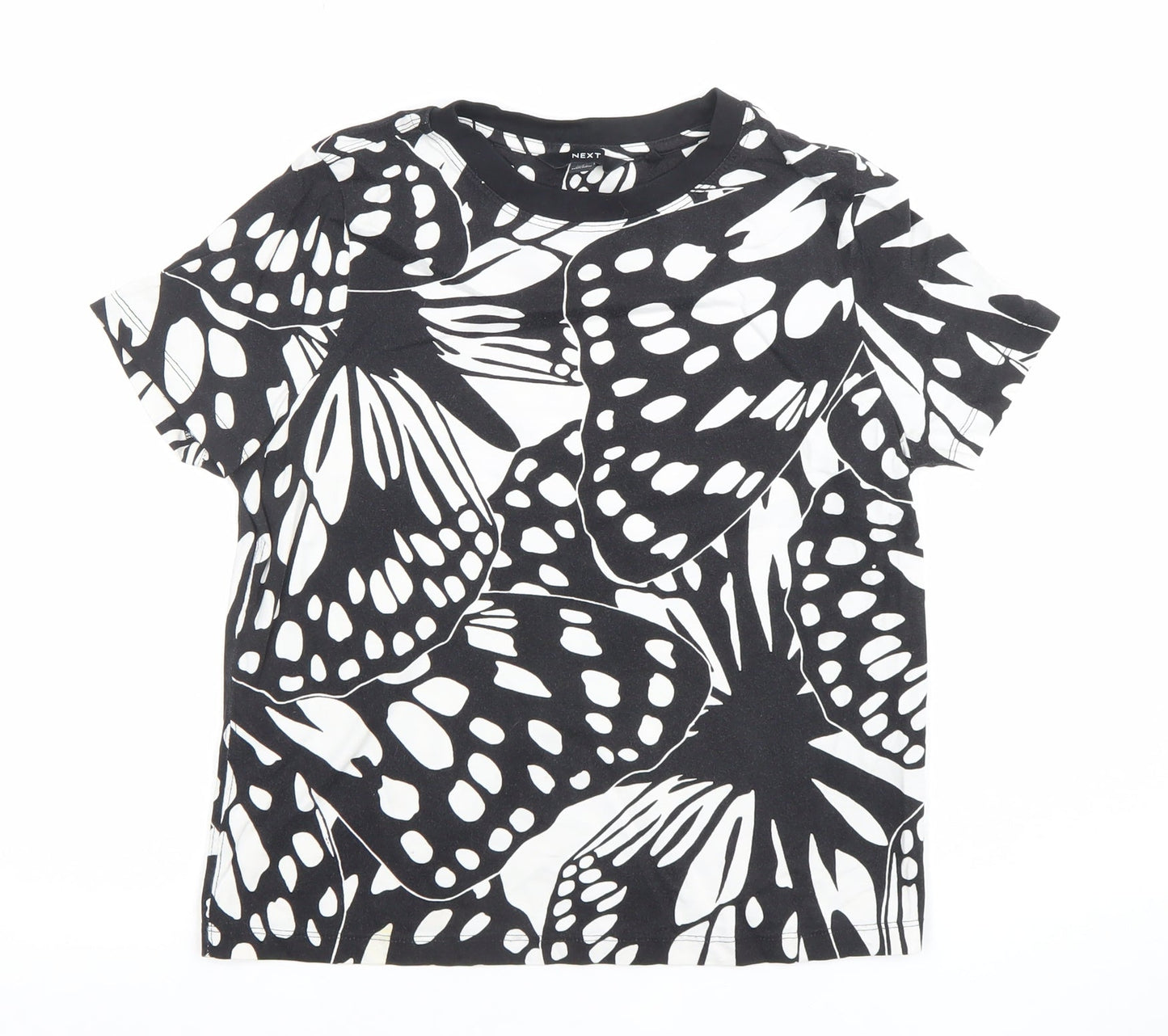 Next Womens Black Butterfly Print Cotton T-Shirt Size 6