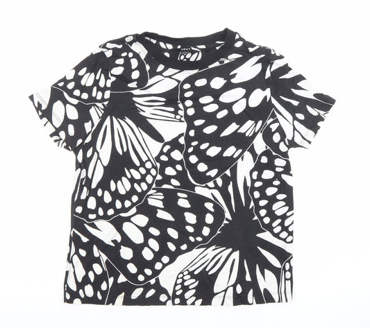 Next Womens Black Butterfly Print Cotton T-Shirt Size 6