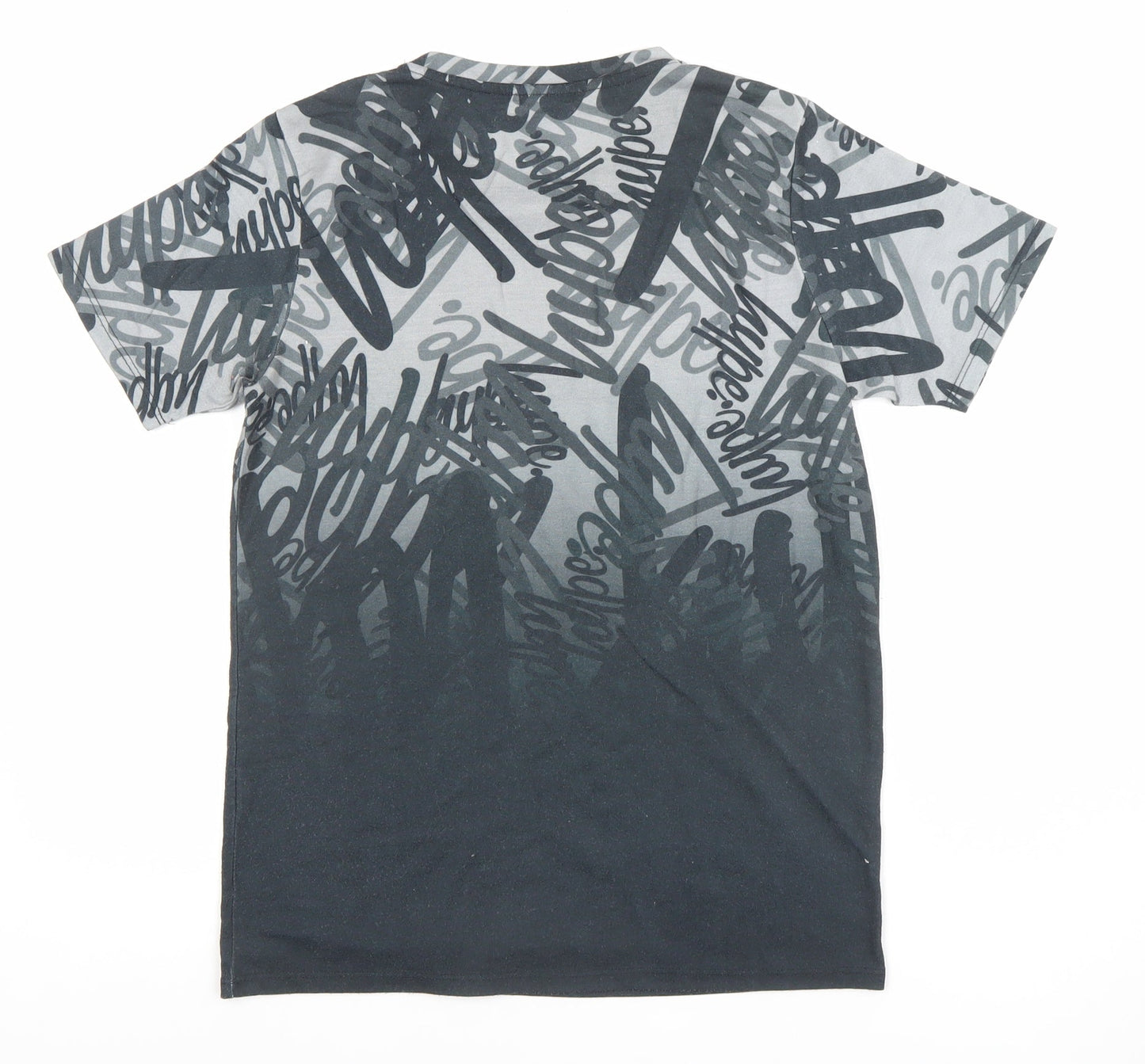 Hype Boys Black Graphic Logo T-Shirt 13 Years Short Sleeve Polyester