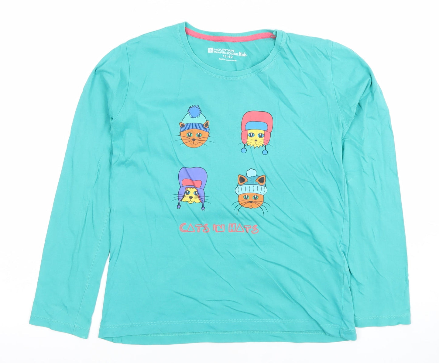 Mountain Warehouse Boys Blue Long Sleeve Cats in Hats T-Shirt 11-12 Years