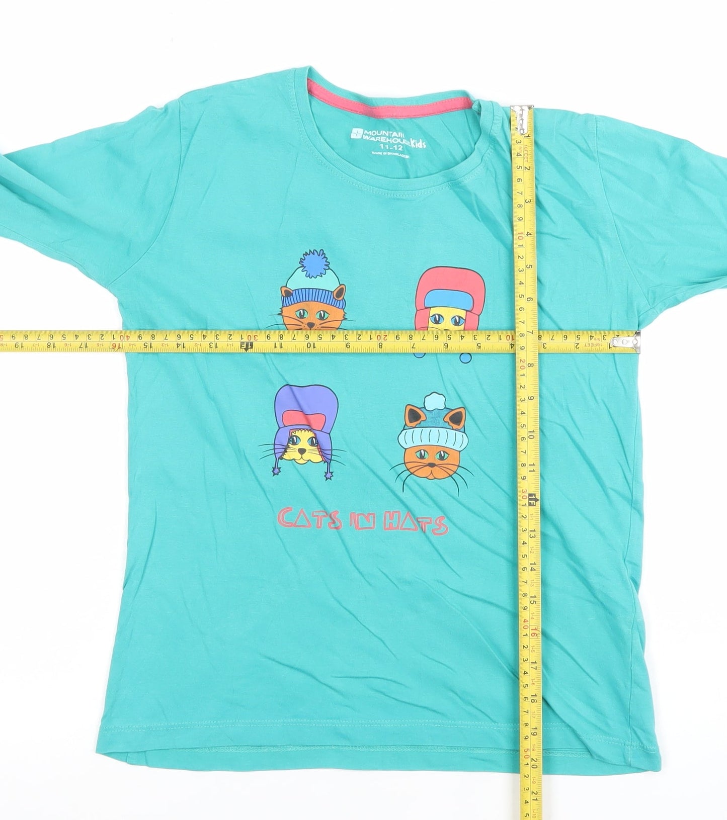 Mountain Warehouse Boys Blue Long Sleeve Cats in Hats T-Shirt 11-12 Years