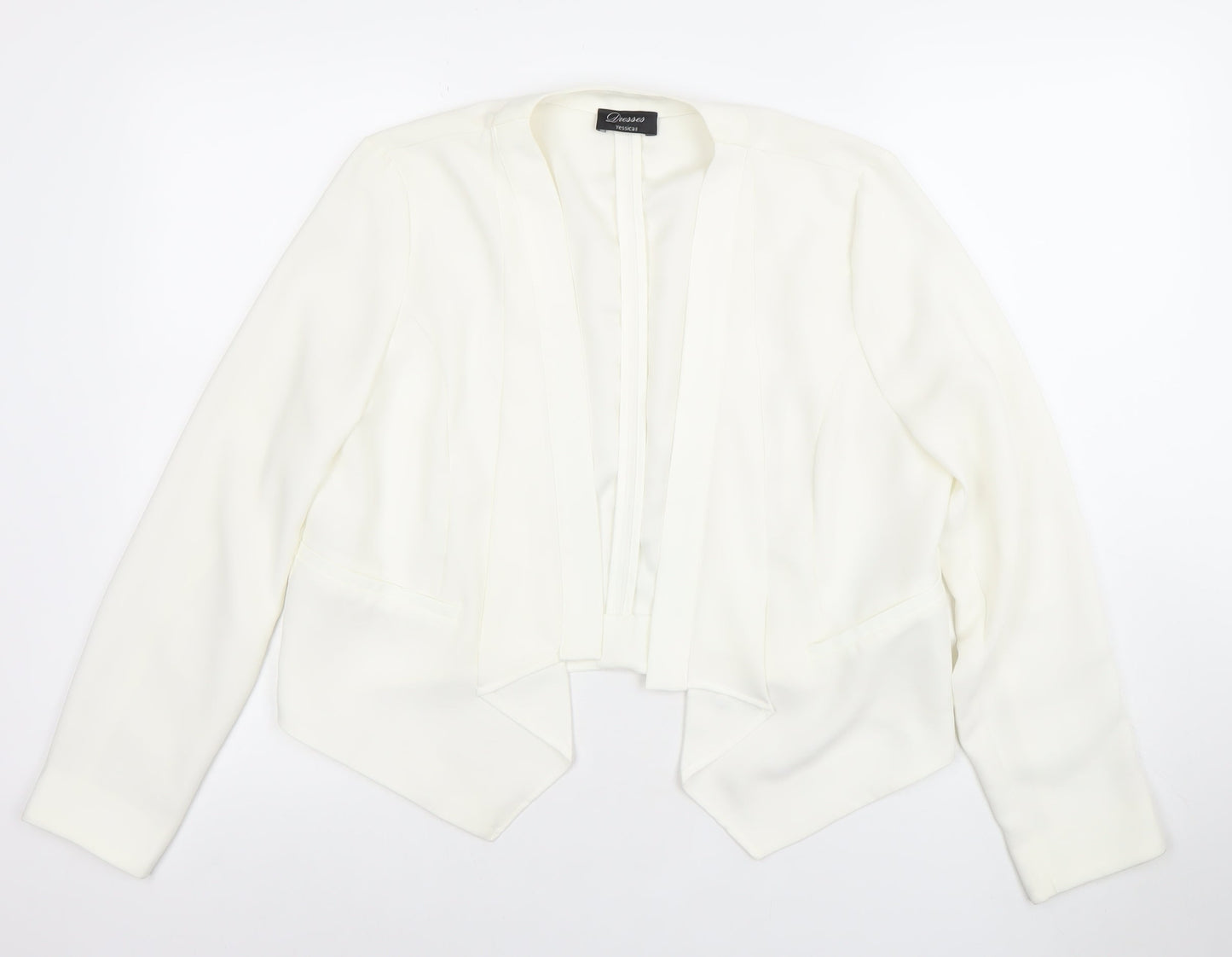 Yessica Women Ivory Cropped Blazer Jacket Size 12 Elegant Tailored