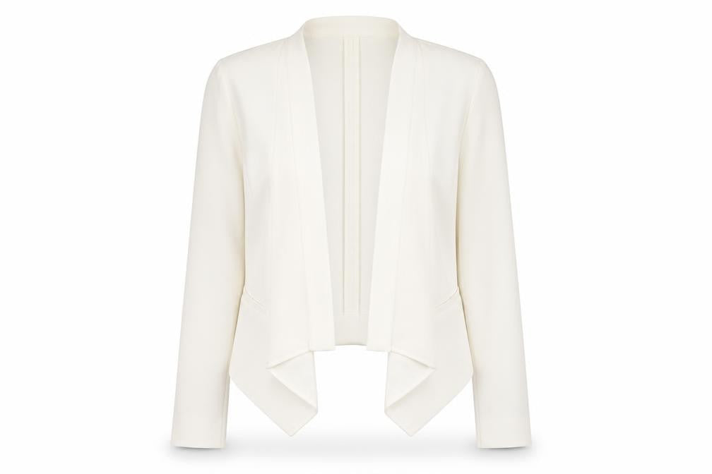 Yessica Women Ivory Cropped Blazer Jacket Size 12 Elegant Tailored