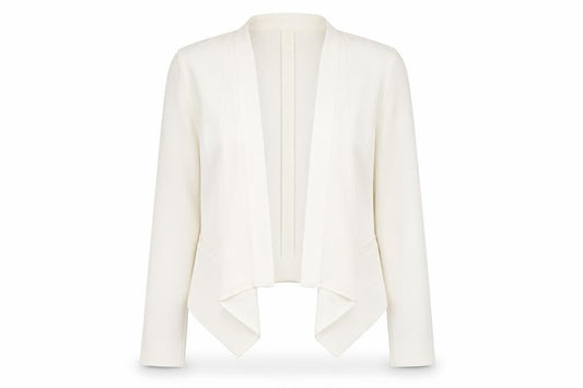 Yessica Women Ivory Cropped Blazer Jacket Size 12 Elegant Tailored