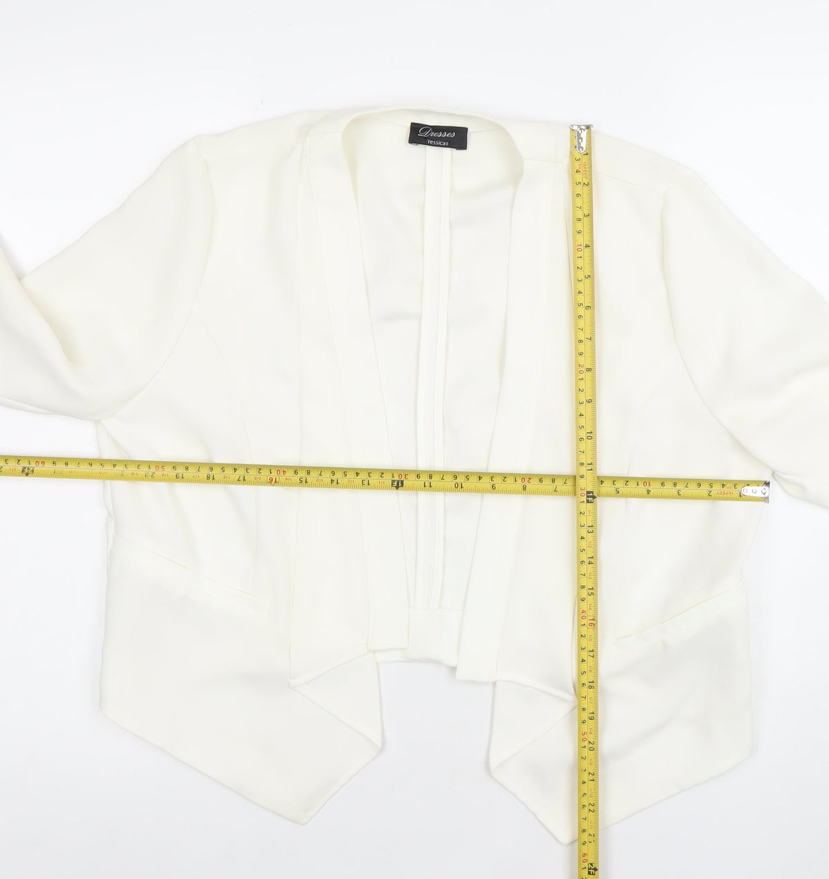 Yessica Women Ivory Cropped Blazer Jacket Size 12 Elegant Tailored