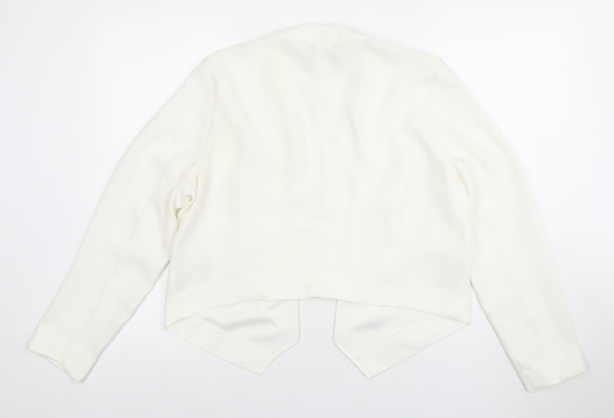 Yessica Women Ivory Cropped Blazer Jacket Size 12 Elegant Tailored