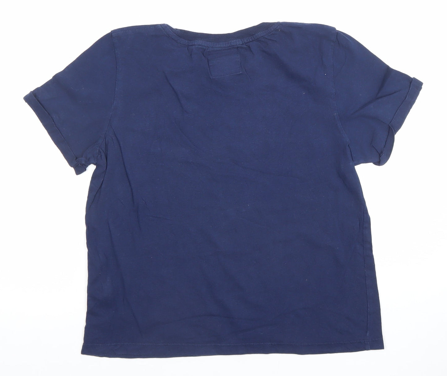 Superdry Womens Blue Embroidered Logo Cotton T-Shirt Size 10