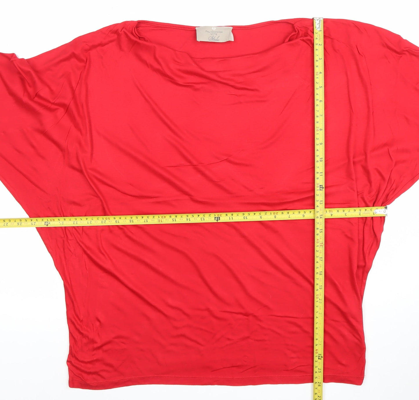 Paul Costelloe Living Women’s Red Viscose Blouse Size 12 3/4 Sleeve