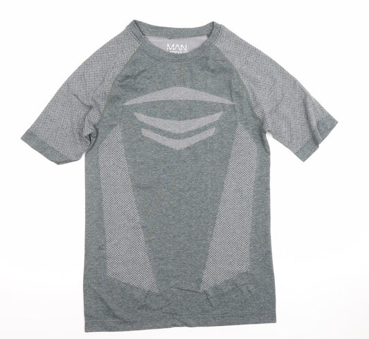 MAN Active Grey Short Sleeve Slim Fit Gym T-Shirt Size S