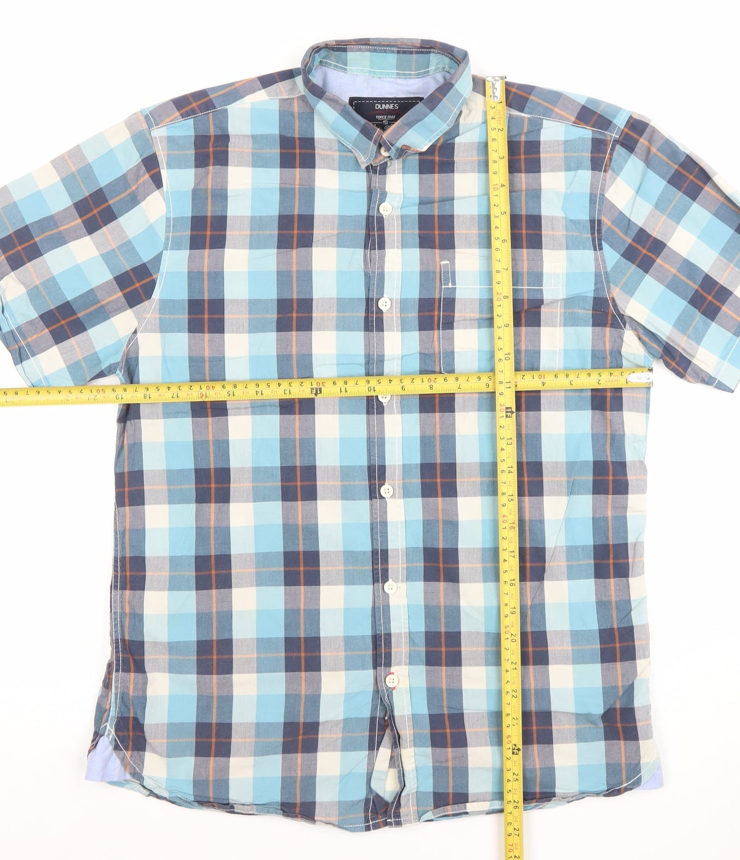 St. Bernard for Dunes Stores Men’s Blue Check Short Sleeve Cotton Shirt Size S