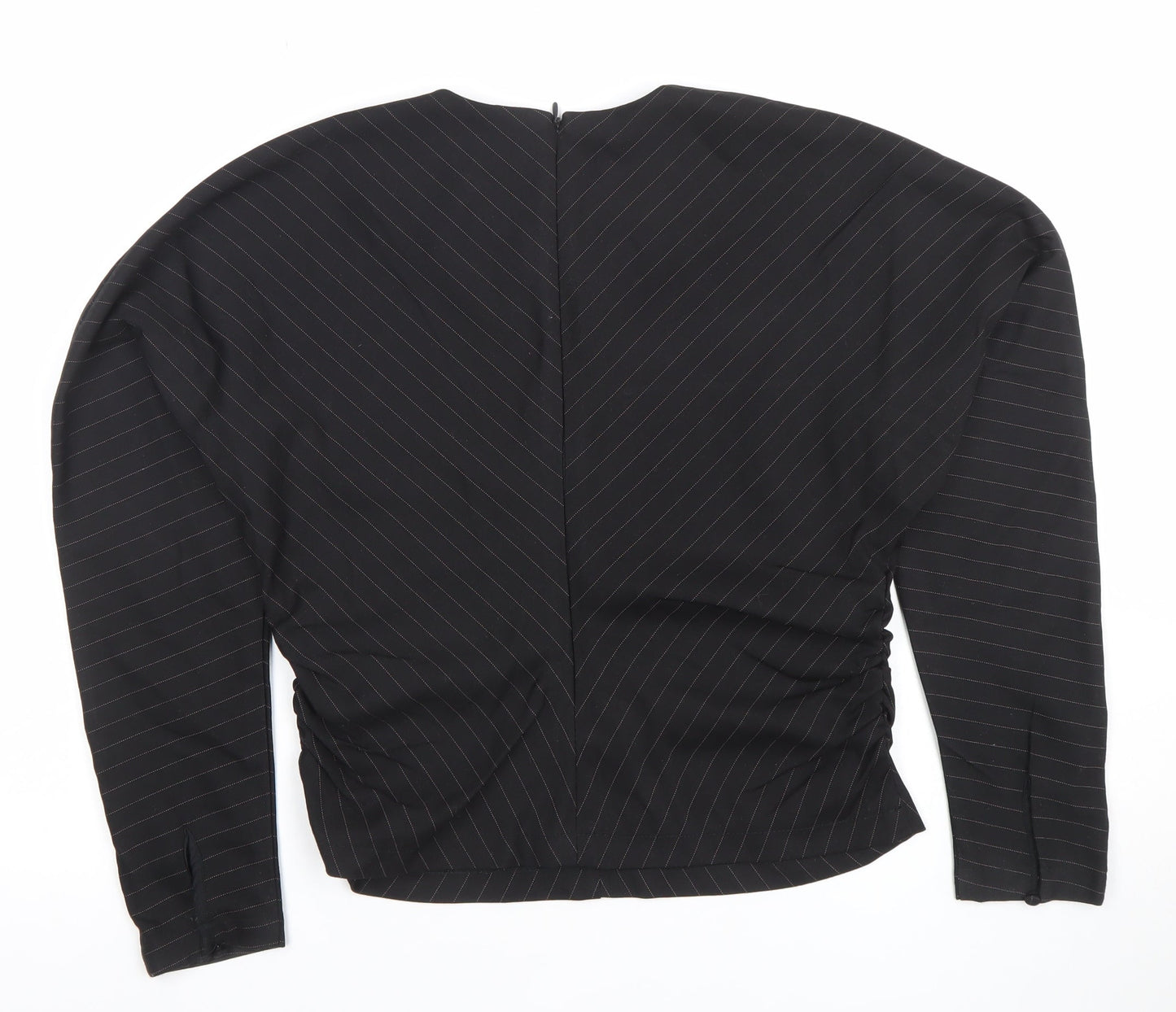Gallery Womens Black Striped Long Sleeve Crew Neck Blouse UK 10