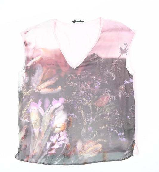 Next Women’s Pink Floral Chiffon Sleeveless Blouse Size 8