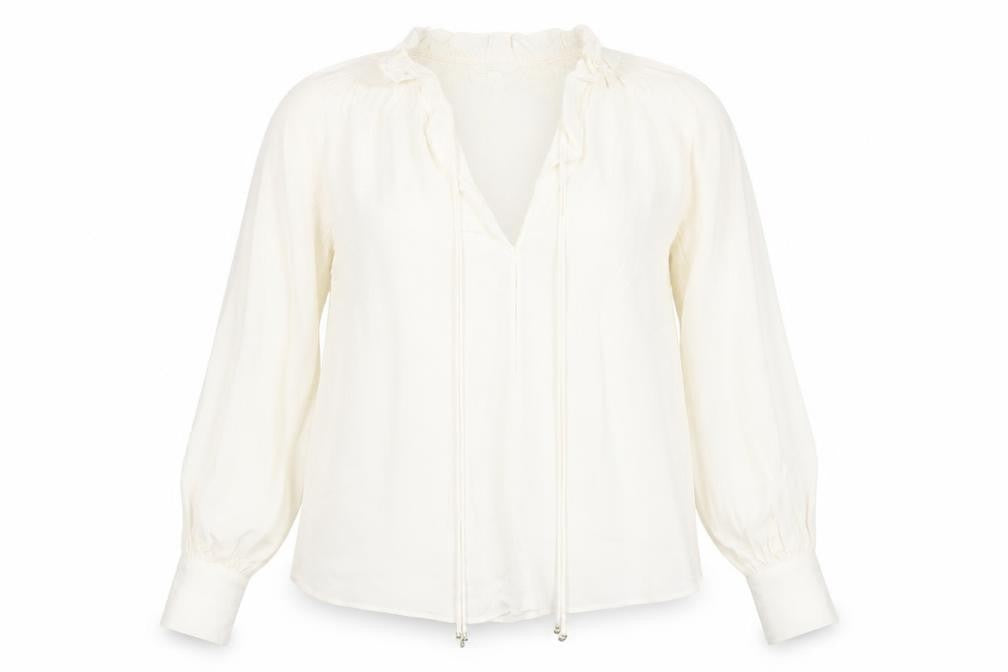 H&M Womens Ivory Viscose Long Sleeve Tunic Blouse XS