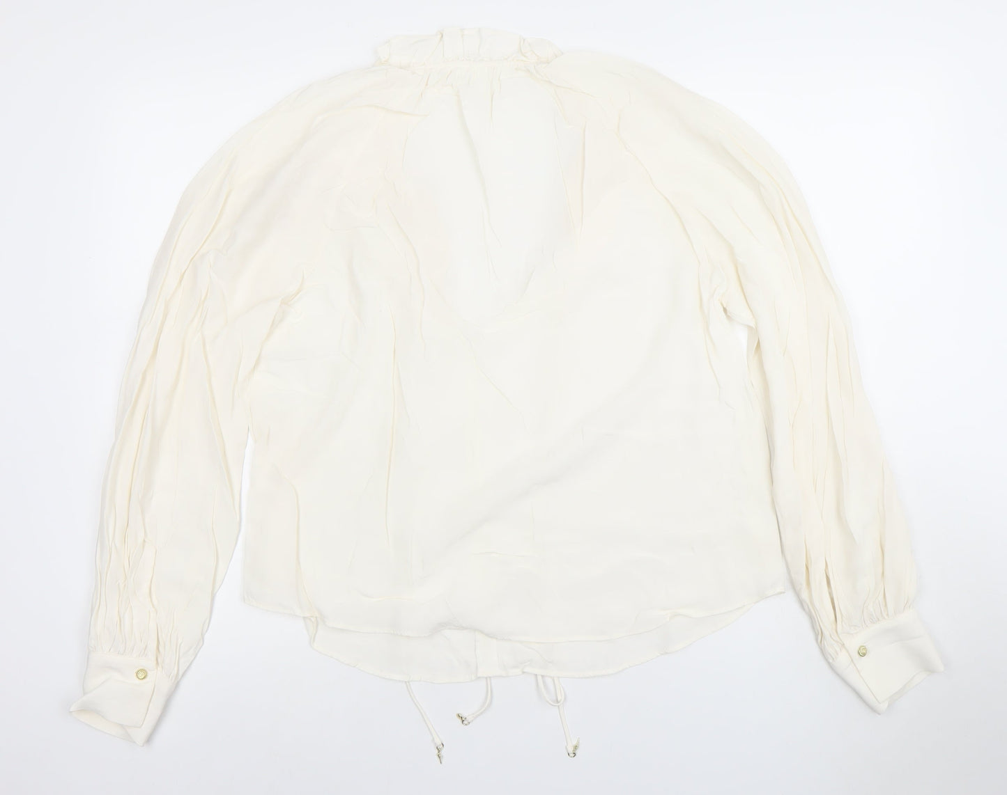 H&M Womens Ivory Viscose Long Sleeve Tunic Blouse XS
