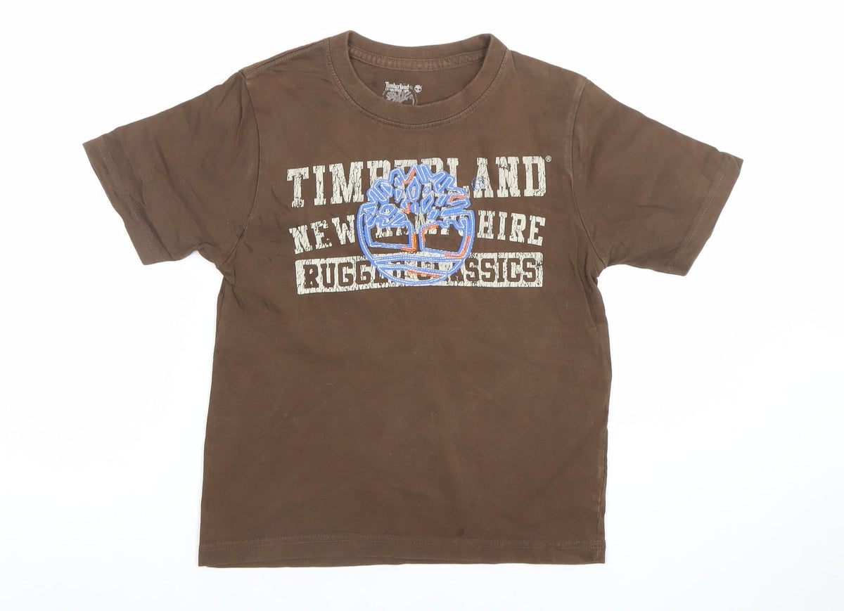 Timberland Boys Brown Graphic Short Sleeve T-Shirt Size 6 Years