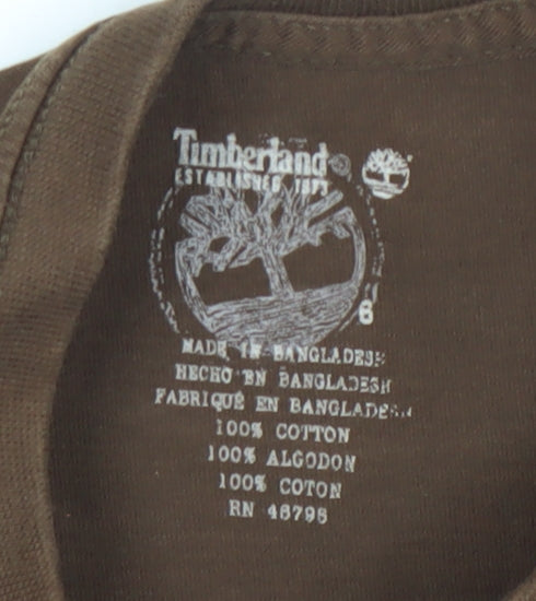 Timberland Boys Brown Graphic Short Sleeve T-Shirt Size 6 Years