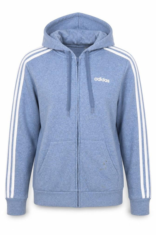 Front view of Adidas Women Blue Full Zip Hoodie, size S, 8-10 Cotton Blend