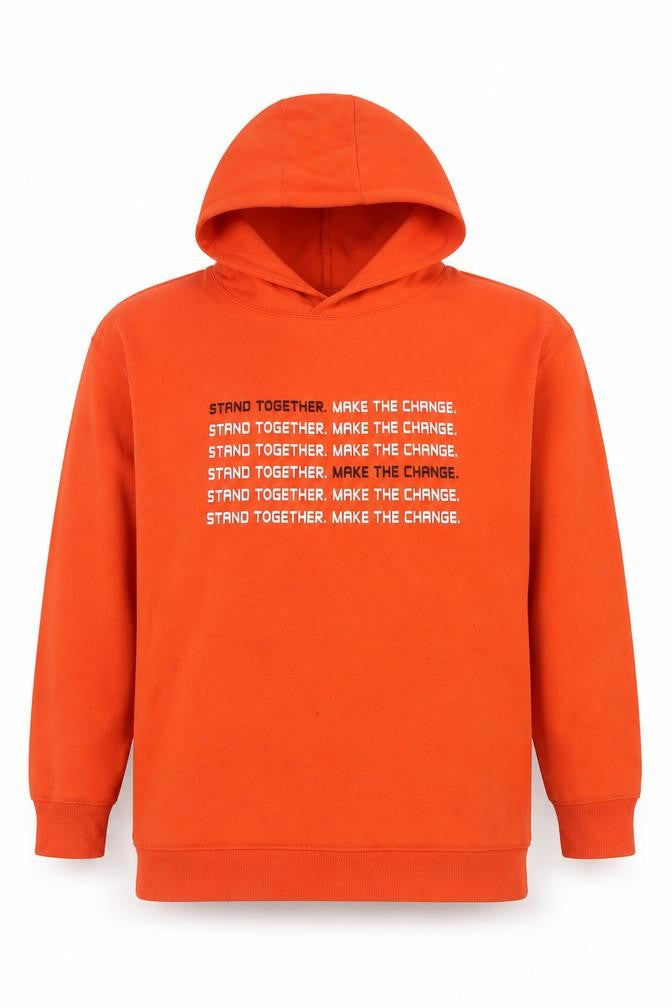 Primark Boys Orange Pullover Hoodie 12-13 Years Graphic Print Cotton Blend